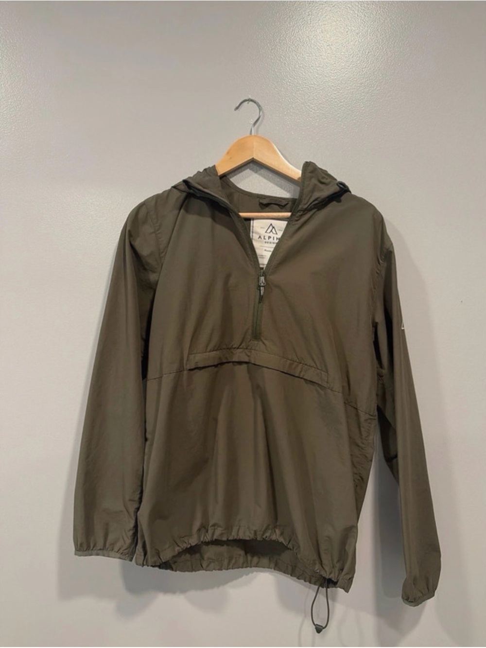 Alpine Design Olive Half-Zip Hooded Windbreaker